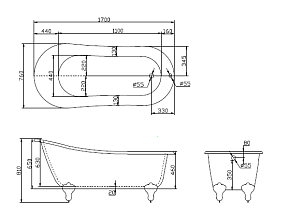 Фото Акриловая ванна BelBagno BB06-1700 170х76