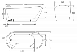 Акриловая ванна BelBagno BB62-1700-W0 170х72 , изображение 5