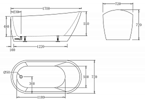 Фото Акриловая ванна BelBagno BB62-1700-W0 170х72