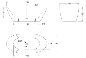 Фото Акриловая ванна BelBagno BB77-1700-W0 170х80