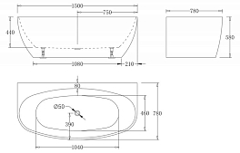 Изображение Акриловая ванна BelBagno BB83-1500-W0 150х78 Акриловая ванна BelBagno BB83-1500-W0 150х78 , изображение 4