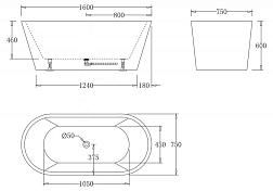 Акриловая ванна BelBagno BB71-1600-W0 160х75 , изображение 4