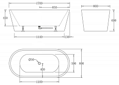 Изображение Акриловая ванна BelBagno BB71-1700-W0 170х80 Акриловая ванна BelBagno BB71-1700-W0 170х80 , изображение 4