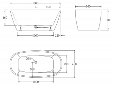 Акриловая ванна BelBagno BB72-1500-W0 150х76 , изображение 3