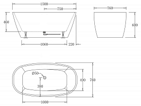 Фото Акриловая ванна BelBagno BB72-1500-W0 150х76