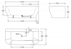 Фото Акриловая ванна BelBagno BB74-1650-W0 165х78