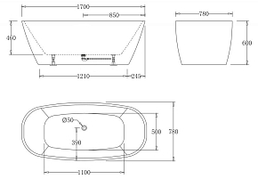 Фото Акриловая ванна BelBagno BB72-1700-W0 170х78