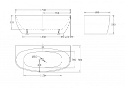 Изображение Акриловая ванна BelBagno BB83-1700-W0 170х80 Акриловая ванна BelBagno BB83-1700-W0 170х80 , изображение 4