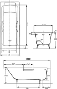 Чугунная ванна Jacob Delafon Parallel 150x70 с отверстиями для ручек , изображение 5