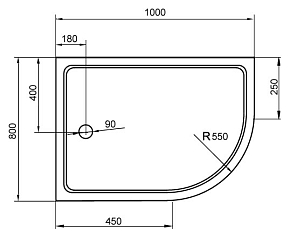 Фото Поддон для душа Cezares TRAY-A-RH-100/80-550-15-W-L