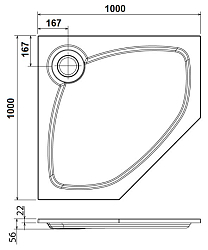 Фото Поддон для душа Cezares TRAY-S-P-100-56-W