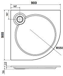 Фото Поддон для душа Cezares TRAY-S-R-90-550-56-W