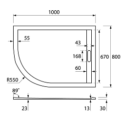 Фото Поддон для душа Cezares TRAY-AS-RH-100/80-30-W-R