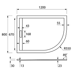 Фото Поддон для душа Cezares TRAY-AS-RH-120/80-30-W-L