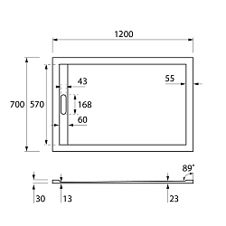 Фото Поддон для душа Cezares TRAY-AS-AH-120/70-30-W