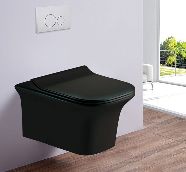 Унитаз подвесной Esbano Azul черный матовый безободковый , изображение 2