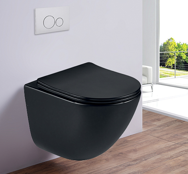 Унитаз подвесной Esbano Lotus черный матовый безободковый , изображение 2