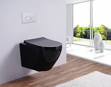 Унитаз подвесной Esbano Azalea черный безободковый , изображение 5