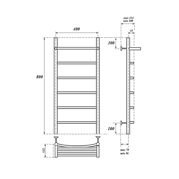 Полотенцесушитель водяной Point Афина П5 80х40 хром , изображение 3