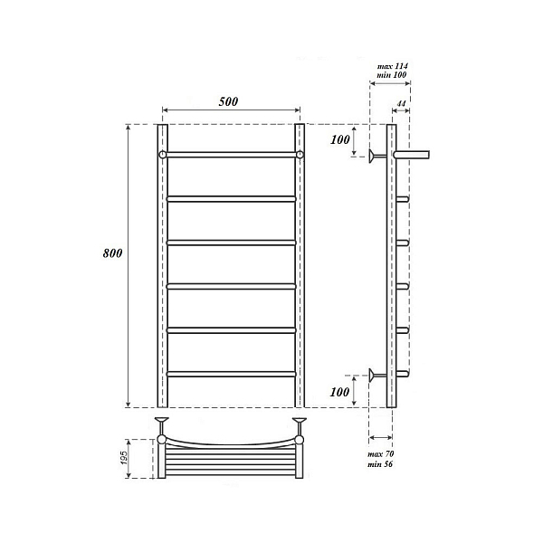 Полотенцесушитель водяной Point Афина П5 80х50 хром , изображение 3