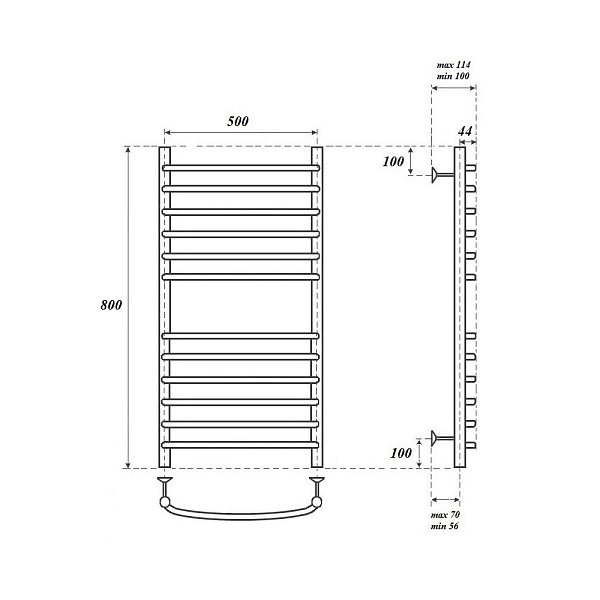 Полотенцесушитель водяной Point Альфа П12 80х50 хром , изображение 3
