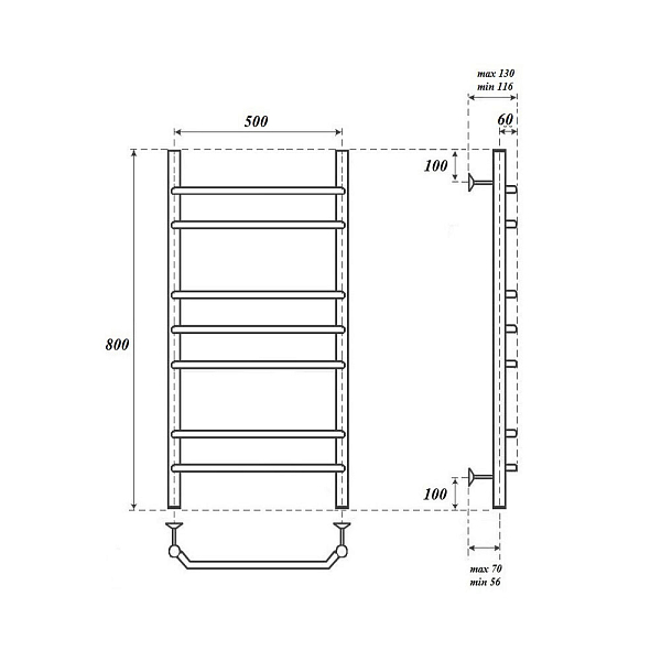Полотенцесушитель водяной Point Венера П7 80х50 хром , изображение 3