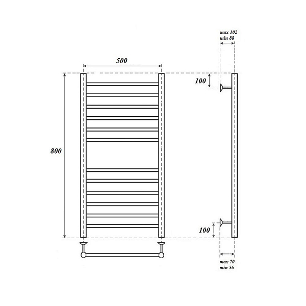 Полотенцесушитель водяной Point Аврора П12 80х50 хром , изображение 3