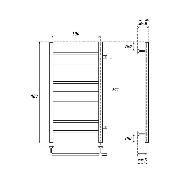 Полотенцесушитель водяной Point Аврора П7 80х50 хром , изображение 3