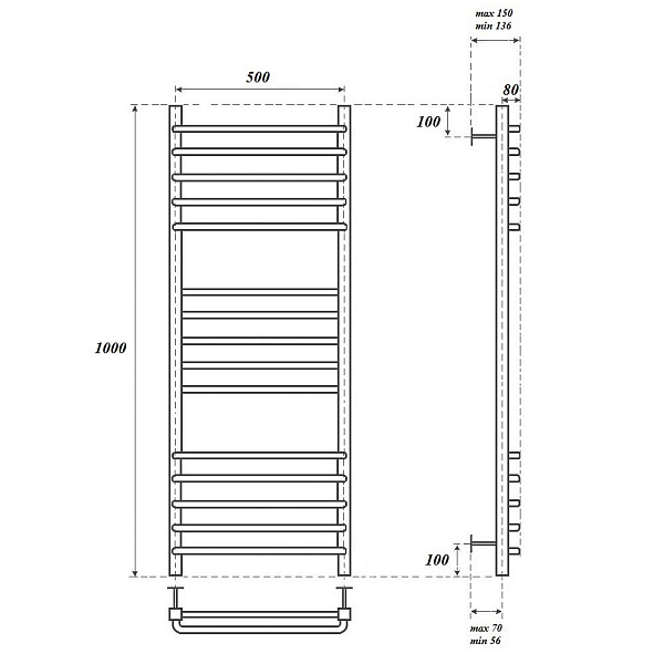 Полотенцесушитель электрический Point Омега П15 100х50 хром , изображение 4