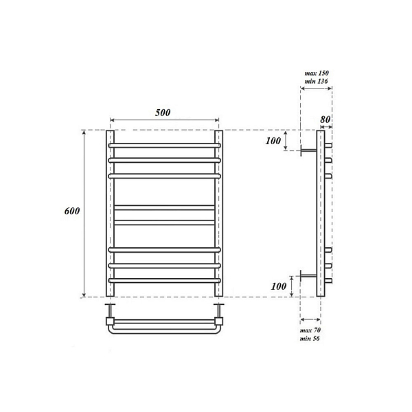 Полотенцесушитель электрический Point Омега П8 60х50 хром , изображение 4