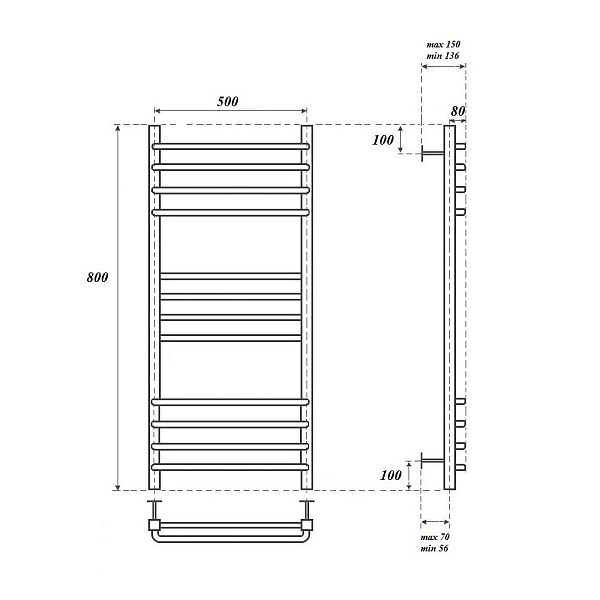 Полотенцесушитель водяной Point Омега П12 80х50 хром , изображение 3