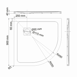 Фото Поддон для душа Wasserkraft Rhin 44T01 90x90