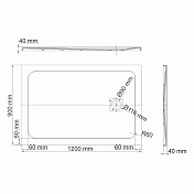 Поддон для душа Wasserkraft Rhin 44T07 120x90 , изображение 2