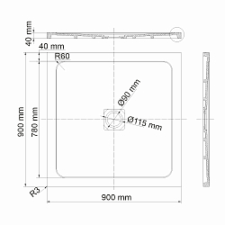 Фото Поддон для душа Wasserkraft Dinkel 58T03 90x90