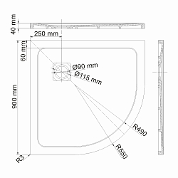 Фото Поддон для душа Wasserkraft Dinkel 58T01 90x90