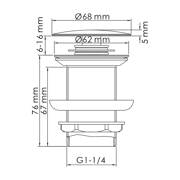 Донный клапан для раковины Wasserkraft A245 , изображение 2