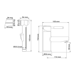 Фото Смеситель Wasserkraft Main 4108 для раковины с гигиеническим душем