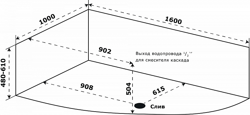 Акриловая ванна Azario Микона 160х100 R , изображение 5