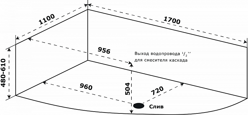 Акриловая ванна Azario Микона 170х110 R , изображение 5