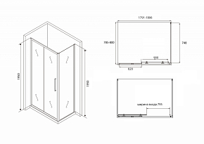 Фото Душевой уголок Abber Schwarzer Diamant AG30180BH-S80B 180x80