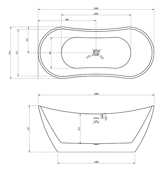 Акриловая ванна Abber AB9322 180x80 , изображение 3