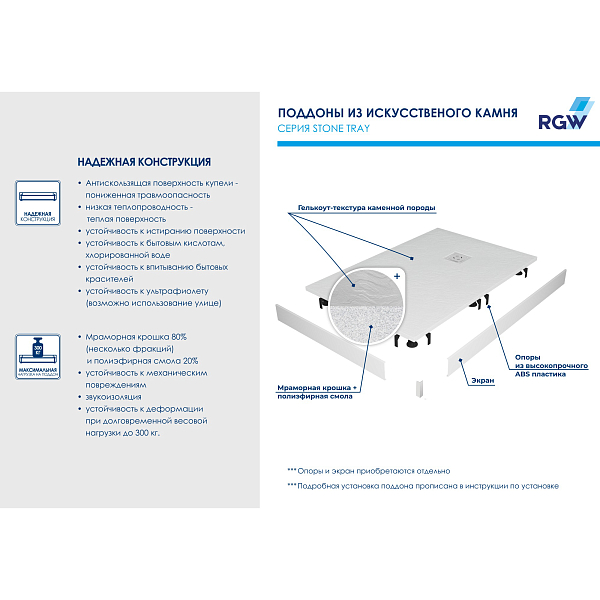 Поддон для душа RGW STL 140х80 , изображение 5