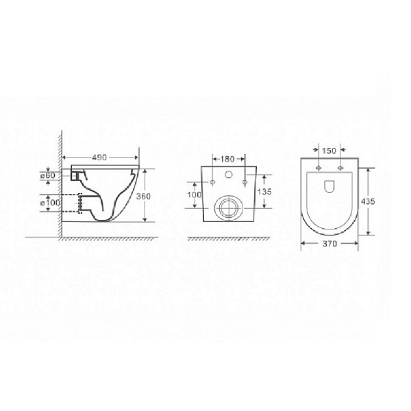 Унитаз подвесной Azario Grado AZ0046NMB безободковый , изображение 4