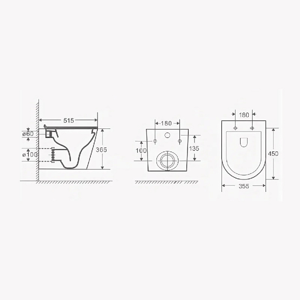 Унитаз подвесной Azario Teramo AZ0053 безободковый , изображение 3