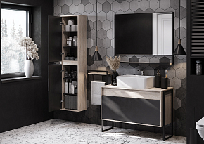 Фото Тумба под раковину Aquaton Лофт Урбан 100 серый графит, дуб орегон