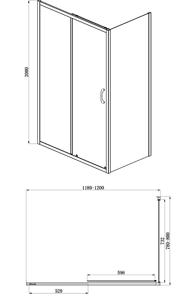 Душевой уголок Azario Milton AZND1131L1200BLACK , изображение 3