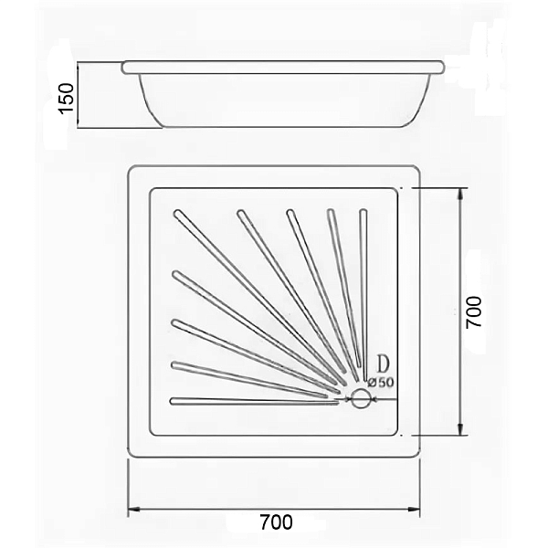 Поддон для душа Loranto LG700B 70x70 , изображение 4