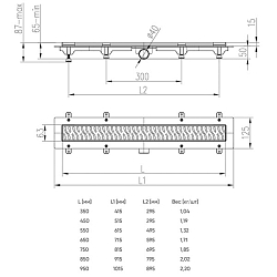 Фото Душевой лоток Azario Medium AZCH450MC с черной решеткой 45 см