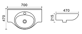 Изображение Раковина Azario TEO70 70 см Раковина Azario TEO70 70 см , изображение 2