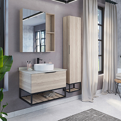 Фото Тумба с раковиной Comforty Порто 75 дуб дымчатый